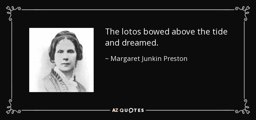 The lotos bowed above the tide and dreamed. - Margaret Junkin Preston