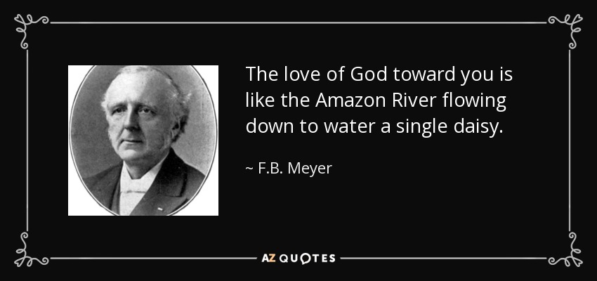The love of God toward you is like the Amazon River flowing down to water a single daisy. - F.B. Meyer