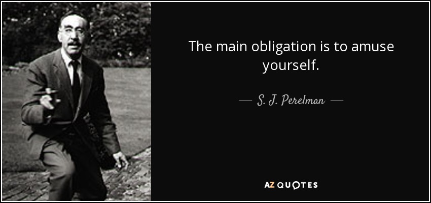 The main obligation is to amuse yourself. - S. J. Perelman