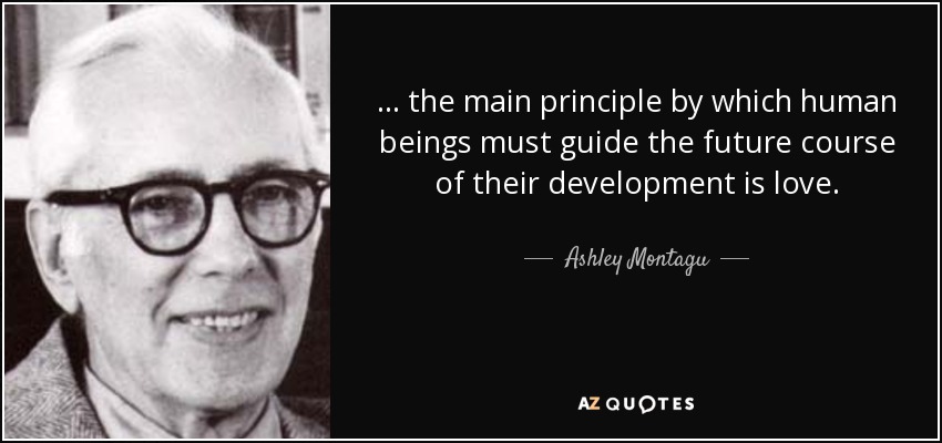 ... the main principle by which human beings must guide the future course of their development is love. - Ashley Montagu