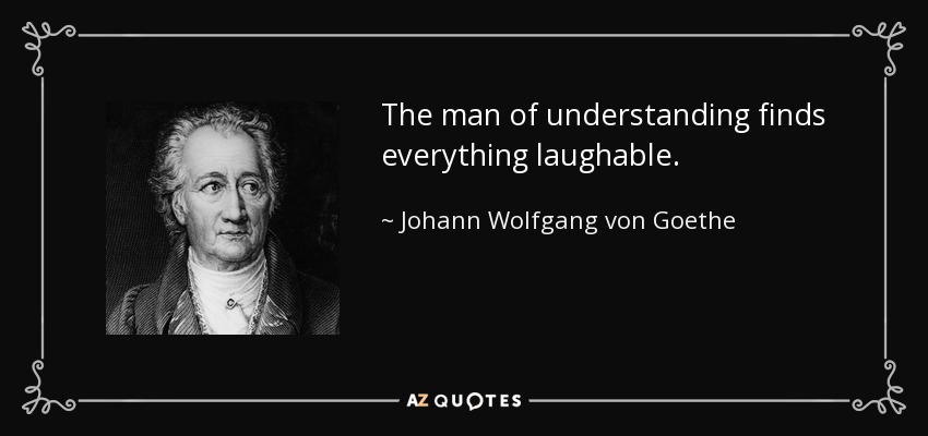 The man of understanding finds everything laughable. - Johann Wolfgang von Goethe