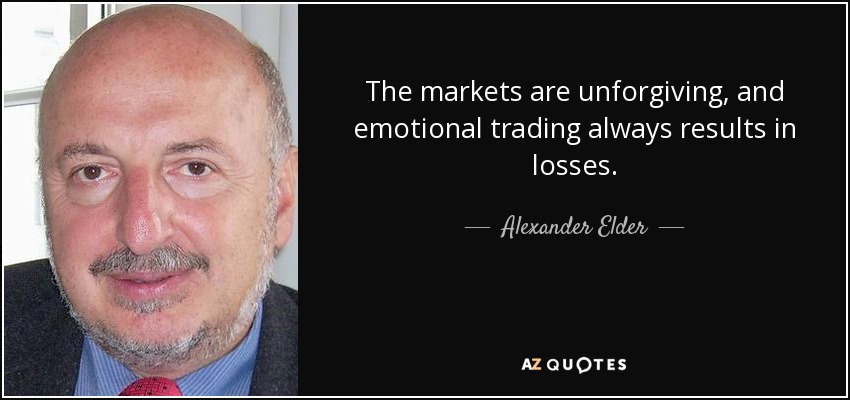 The markets are unforgiving, and emotional trading always results in losses. - Alexander Elder