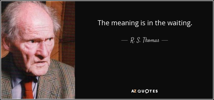 The meaning is in the waiting. - R. S. Thomas