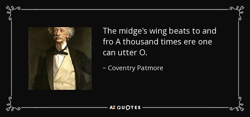 The midge's wing beats to and fro A thousand times ere one can utter O. - Coventry Patmore