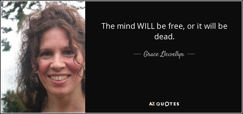 The mind WILL be free, or it will be dead. - Grace Llewellyn