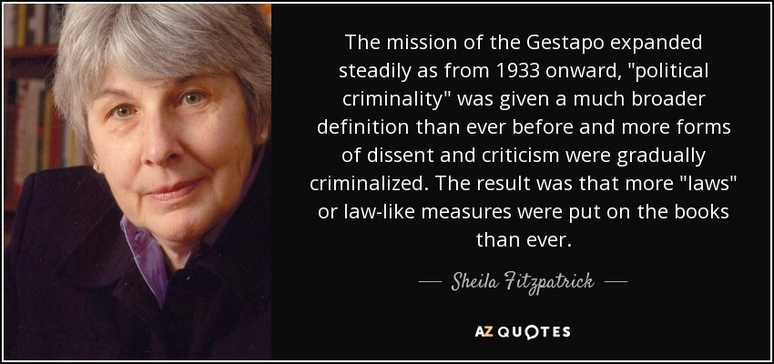 The mission of the Gestapo expanded steadily as from 1933 onward, 