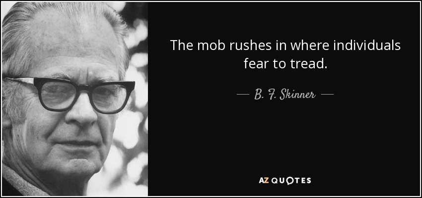 The mob rushes in where individuals fear to tread. - B. F. Skinner