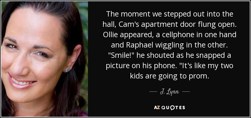 The moment we stepped out into the hall, Cam's apartment door flung open. Ollie appeared, a cellphone in one hand and Raphael wiggling in the other. 