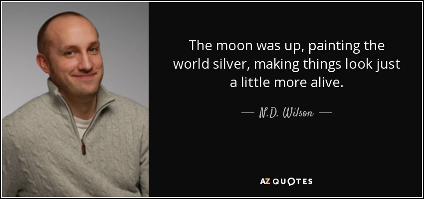 The moon was up, painting the world silver, making things look just a little more alive. - N.D. Wilson