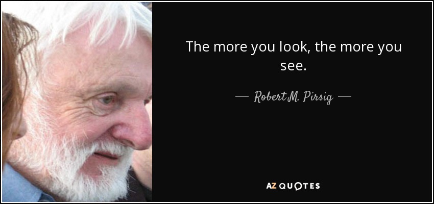 The more you look, the more you see. - Robert M. Pirsig