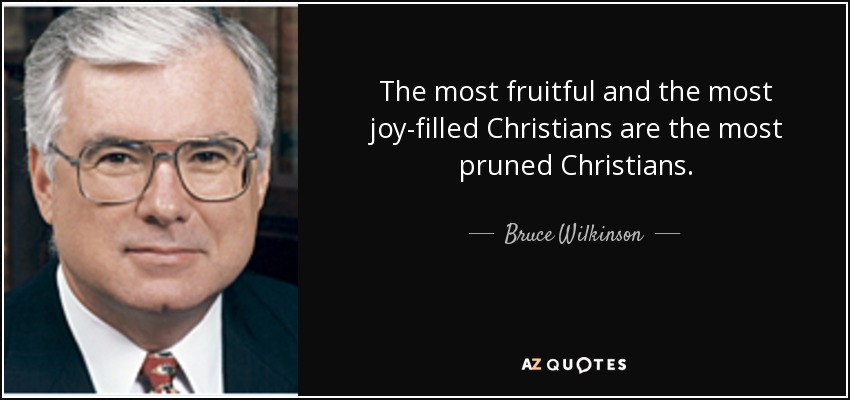 The most fruitful and the most joy-filled Christians are the most pruned Christians. - Bruce Wilkinson