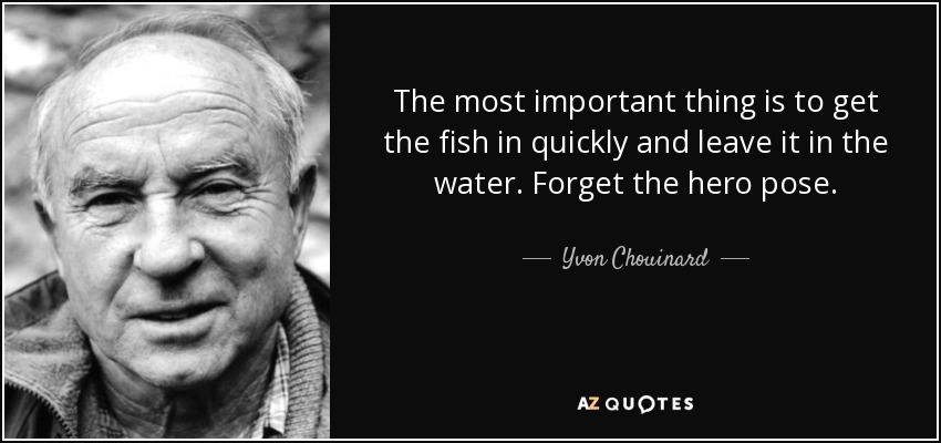 The most important thing is to get the fish in quickly and leave it in the water. Forget the hero pose. - Yvon Chouinard