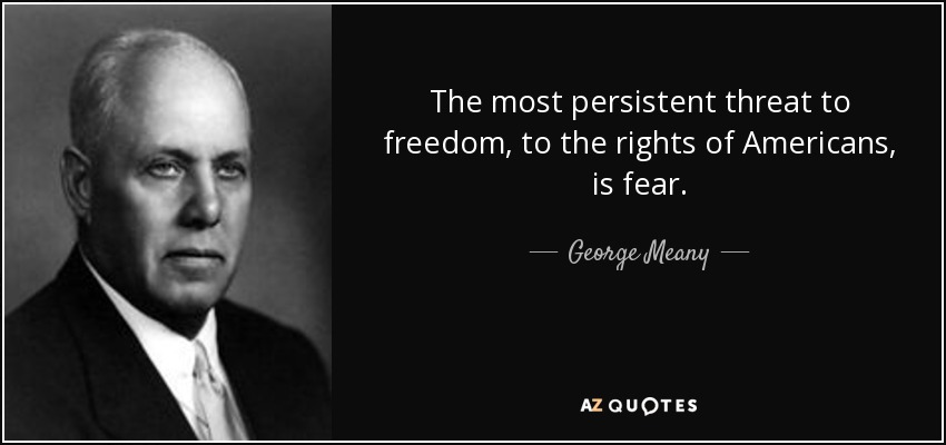 The most persistent threat to freedom, to the rights of Americans, is fear. - George Meany