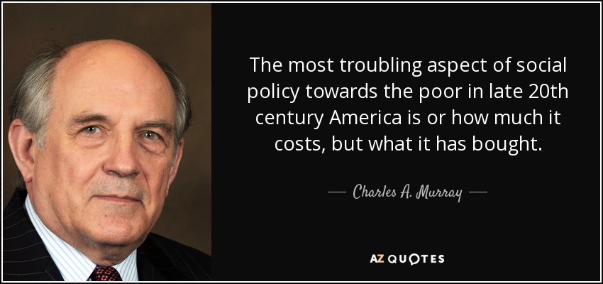 The most troubling aspect of social policy towards the poor in late 20th century America is or how much it costs, but what it has bought. - Charles A. Murray