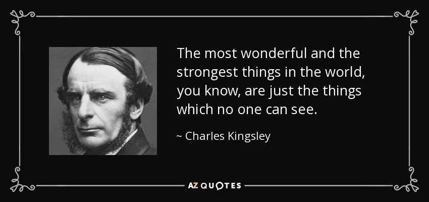 The most wonderful and the strongest things in the world, you know, are just the things which no one can see. - Charles Kingsley