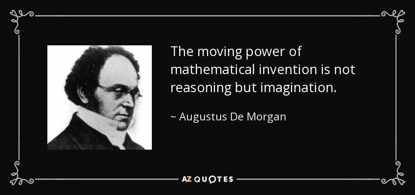 The moving power of mathematical invention is not reasoning but imagination. - Augustus De Morgan