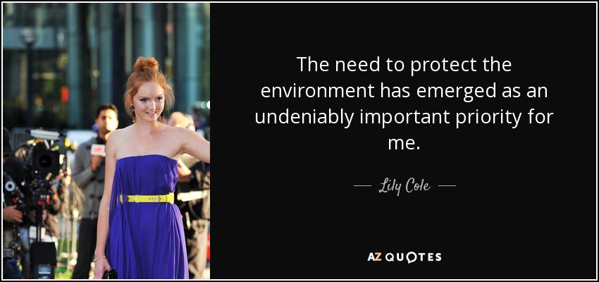 The need to protect the environment has emerged as an undeniably important priority for me. - Lily Cole
