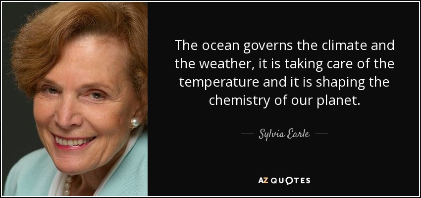 The ocean governs the climate and the weather, it is taking care of the temperature and it is shaping the chemistry of our planet. - Sylvia Earle