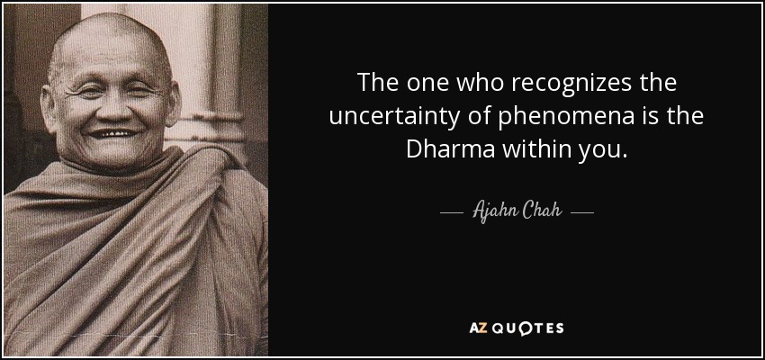 The one who recognizes the uncertainty of phenomena is the Dharma within you. - Ajahn Chah