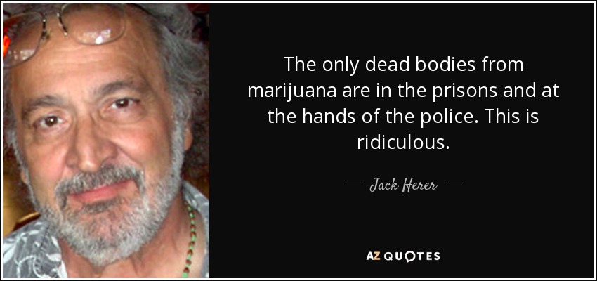 The only dead bodies from marijuana are in the prisons and at the hands of the police. This is ridiculous. - Jack Herer