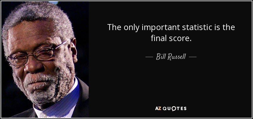 The only important statistic is the final score. - Bill Russell