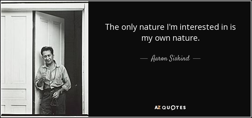 The only nature I'm interested in is my own nature. - Aaron Siskind