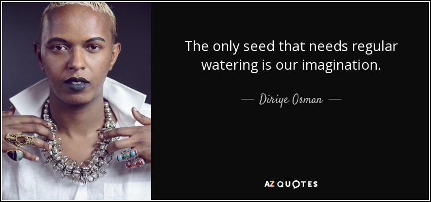 The only seed that needs regular watering is our imagination. - Diriye Osman
