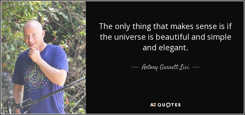 The only thing that makes sense is if the universe is beautiful and simple and elegant. - Antony Garrett Lisi