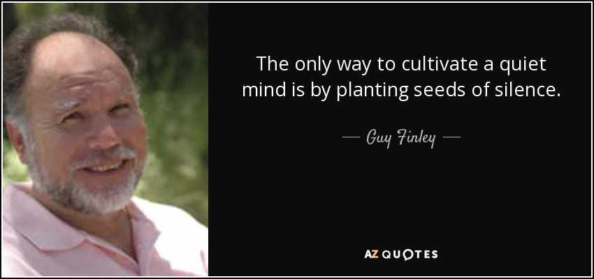 The only way to cultivate a quiet mind is by planting seeds of silence. - Guy Finley