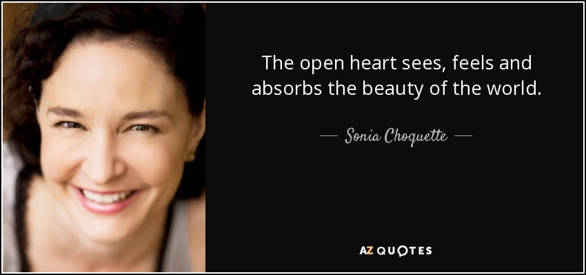 The open heart sees, feels and absorbs the beauty of the world. - Sonia Choquette