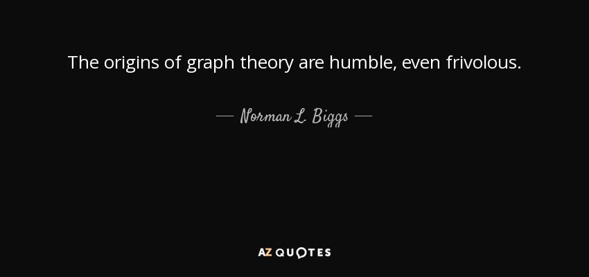 The origins of graph theory are humble, even frivolous. - Norman L. Biggs