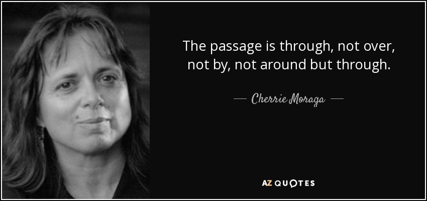 The passage is through, not over, not by, not around but through. - Cherrie Moraga