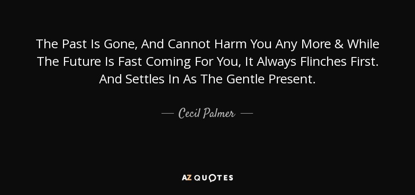 The Past Is Gone, And Cannot Harm You Any More & While The Future Is Fast Coming For You, It Always Flinches First. And Settles In As The Gentle Present. - Cecil Palmer