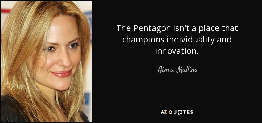 The Pentagon isn't a place that champions individuality and innovation. - Aimee Mullins