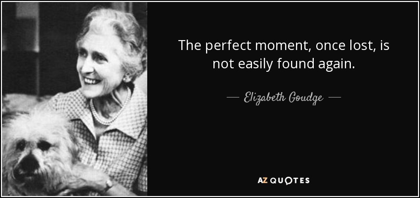 The perfect moment, once lost, is not easily found again. - Elizabeth Goudge