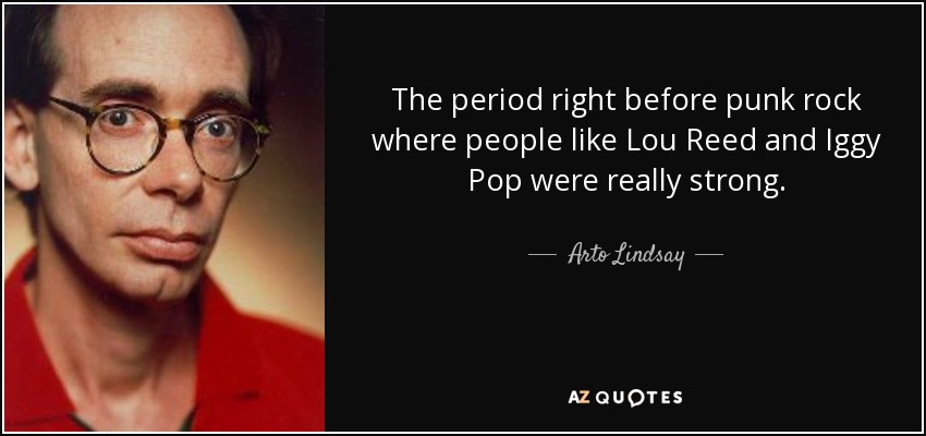 The period right before punk rock where people like Lou Reed and Iggy Pop were really strong. - Arto Lindsay