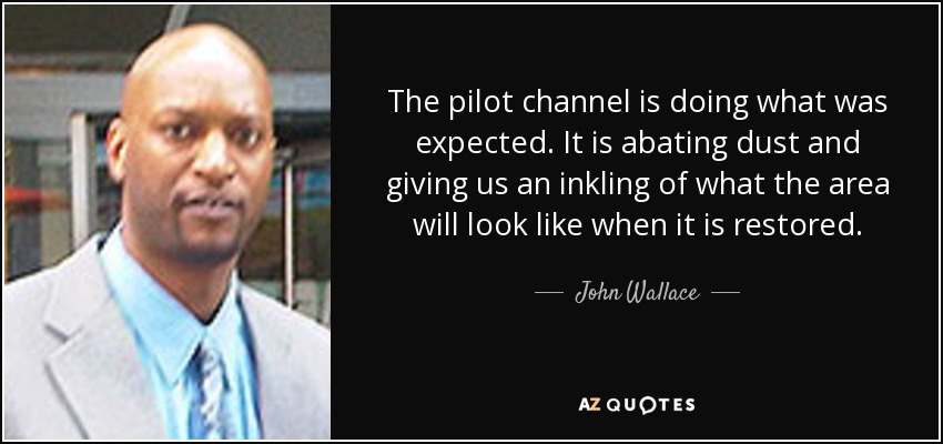 The pilot channel is doing what was expected. It is abating dust and giving us an inkling of what the area will look like when it is restored . - John Wallace