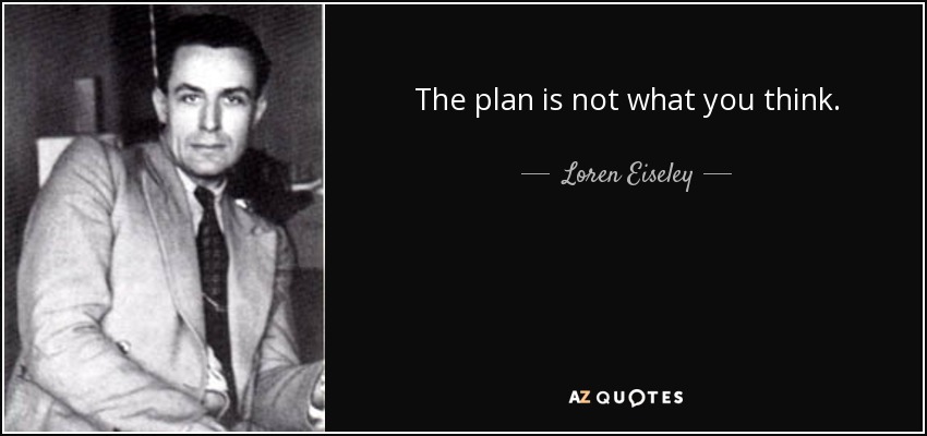 The plan is not what you think. - Loren Eiseley