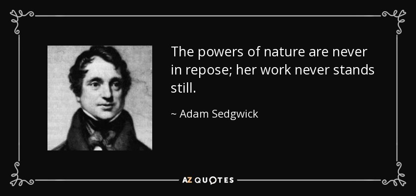 The powers of nature are never in repose; her work never stands still. - Adam Sedgwick