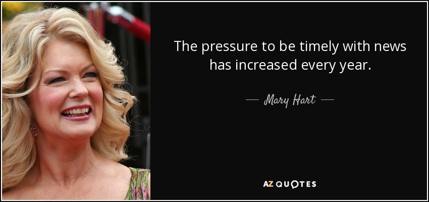 The pressure to be timely with news has increased every year. - Mary Hart