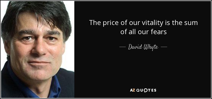 The price of our vitality is the sum of all our fears - David Whyte
