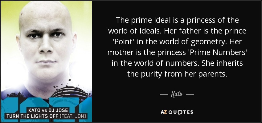 The prime ideal is a princess of the world of ideals. Her father is the prince 'Point' in the world of geometry. Her mother is the princess 'Prime Numbers' in the world of numbers. She inherits the purity from her parents. - Kato
