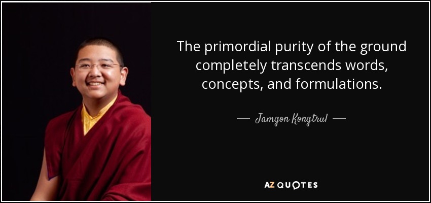 The primordial purity of the ground completely transcends words, concepts, and formulations. - Jamgon Kongtrul