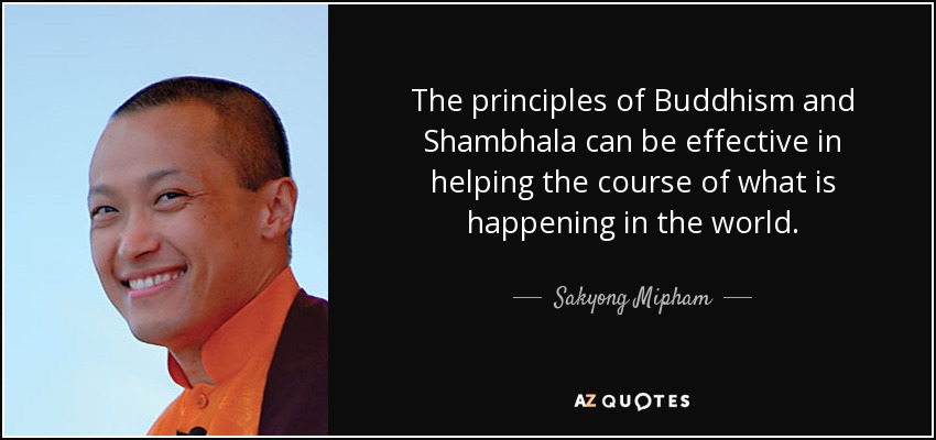 The principles of Buddhism and Shambhala can be effective in helping the course of what is happening in the world. - Sakyong Mipham