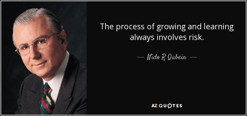 The process of growing and learning always involves risk. - Nido R Qubein