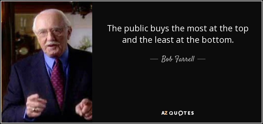 The public buys the most at the top and the least at the bottom. - Bob Farrell