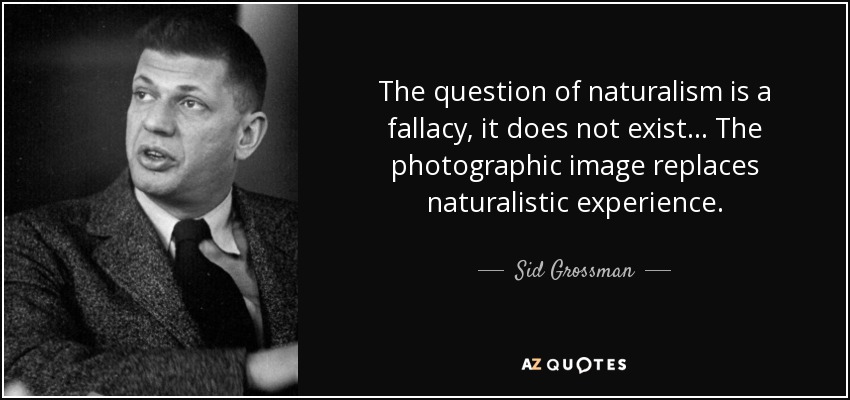 The question of naturalism is a fallacy, it does not exist... The photographic image replaces naturalistic experience. - Sid Grossman