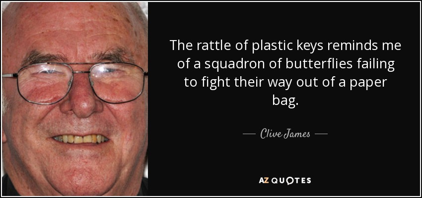 The rattle of plastic keys reminds me of a squadron of butterflies failing to fight their way out of a paper bag. - Clive James