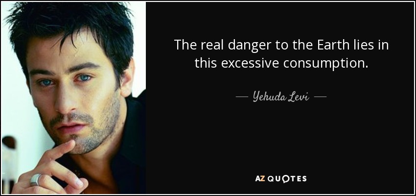 The real danger to the Earth lies in this excessive consumption. - Yehuda Levi