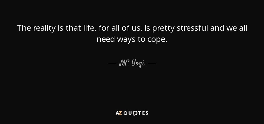 The reality is that life, for all of us, is pretty stressful and we all need ways to cope. - MC Yogi